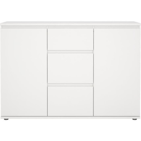 Buffet - Blanc - 2 portes - 3 tiroirs - 119 x 40x 83 cm LUK
