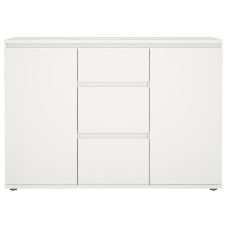 Buffet - Blanc - 2 portes - 3 tiroirs - 119 x 40x 83 cm LUK Buffet - Blanc - 2 portes - 3 tiroirs - 119 x 40x 83 cm LUK
