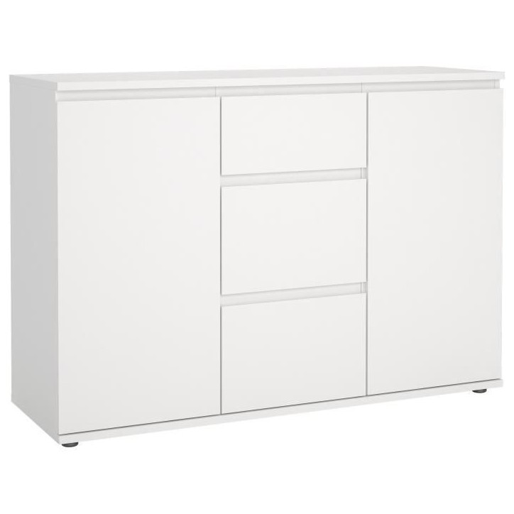 Buffet - Blanc - 2 portes - 3 tiroirs - 119 x 40x 83 cm LUK Buffet - Blanc - 2 portes - 3 tiroirs - 119 x 40x 83 cm LUK
