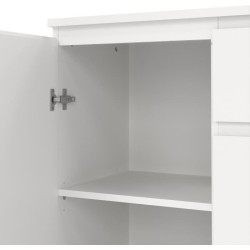Buffet - Blanc - 2 portes - 3 tiroirs - 119 x 40x 83 cm LUK