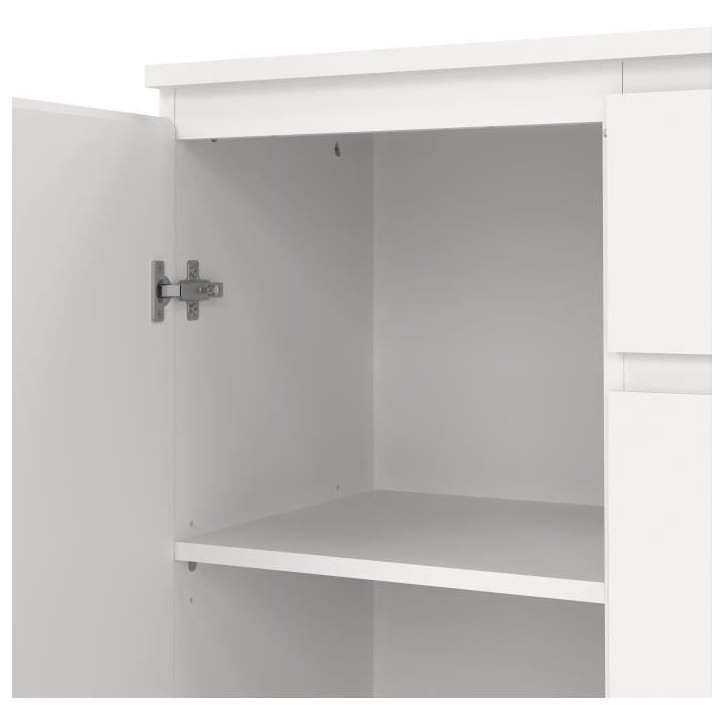 Buffet - Blanc - 2 portes - 3 tiroirs - 119 x 40x 83 cm LUK Buffet - Blanc - 2 portes - 3 tiroirs - 119 x 40x 83 cm LUK