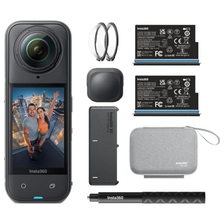 Insta360 X5 Bundle Edition - Caméra de sport 360° - 8K - WiFi et Bluetooth - FlowState - Etanche - 185mn d'autonomie