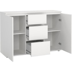 Buffet - Blanc - 2 portes - 3 tiroirs - 119 x 40x 83 cm LUK