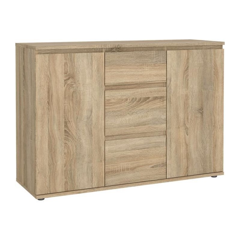 Buffet - Imitation chene - 2 portes - 3 tiroirs Buffet - Imitation chene - 2 portes - 3 tiroirs