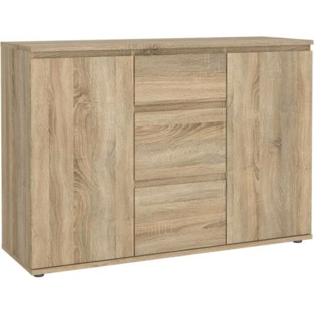 Buffet - Imitation chene - 2 portes - 3 tiroirs