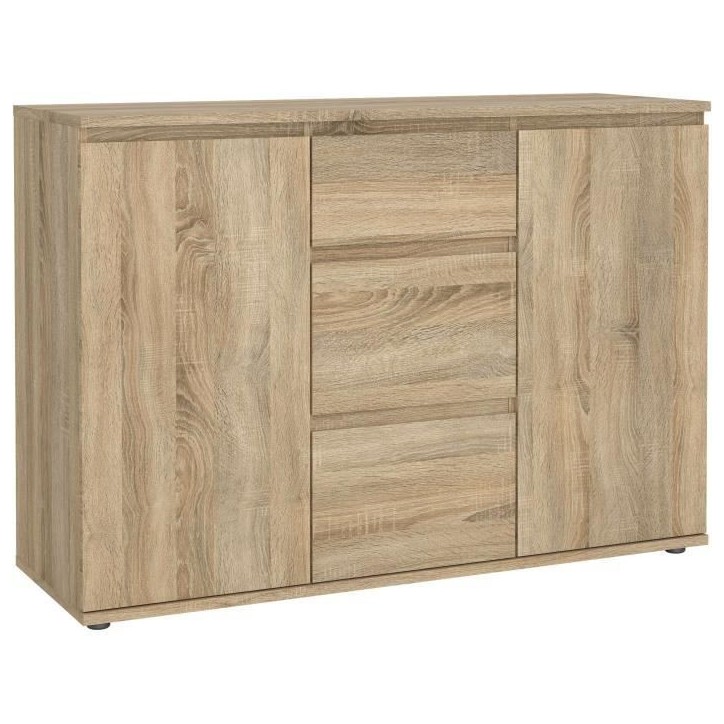 Buffet - Imitation chene - 2 portes - 3 tiroirs Buffet - Imitation chene - 2 portes - 3 tiroirs