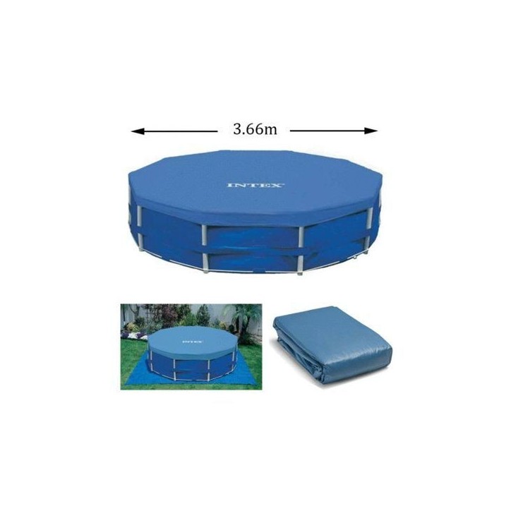 Bâche de protection pour piscine ronde Intex 28031 - Diametre 3,66m - Rabat 25cm - PVC - Bleu Bâche de protection pour piscine ronde Intex 28031 - Diametre 3,66m - Rabat 25cm - PVC - Bleu