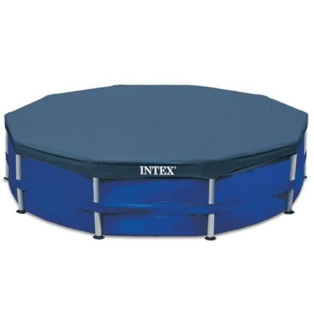 Bâche de protection pour piscine ronde Intex 28031 - Diametre 3,66m - Rabat 25cm - PVC - Bleu