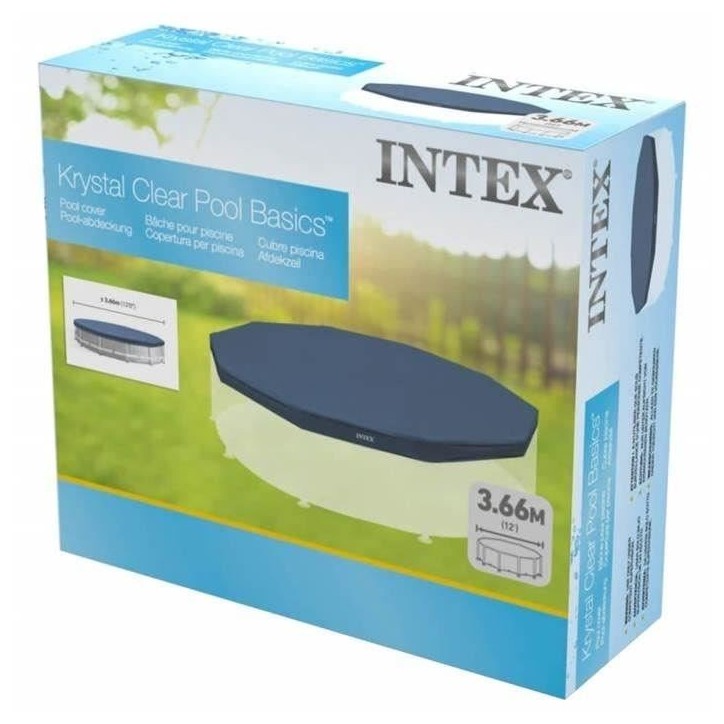 Bâche de protection pour piscine ronde Intex 28031 - Diametre 3,66m - Rabat 25cm - PVC - Bleu Bâche de protection pour piscine ronde Intex 28031 - Diametre 3,66m - Rabat 25cm - PVC - Bleu