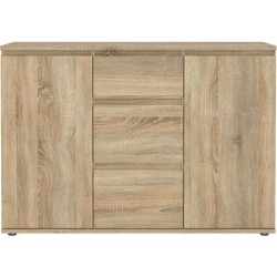 Buffet - Imitation chene - 2 portes - 3 tiroirs