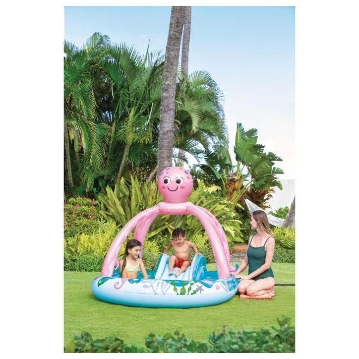 Aire de jeux gonflable - INTEX - Pieuvre - 229 Litres - 2 ans et + - 234 x 183 x 150 cm - Inclus : 2 anneaux gonflables