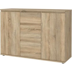 Buffet - Imitation chene - 2 portes - 3 tiroirs