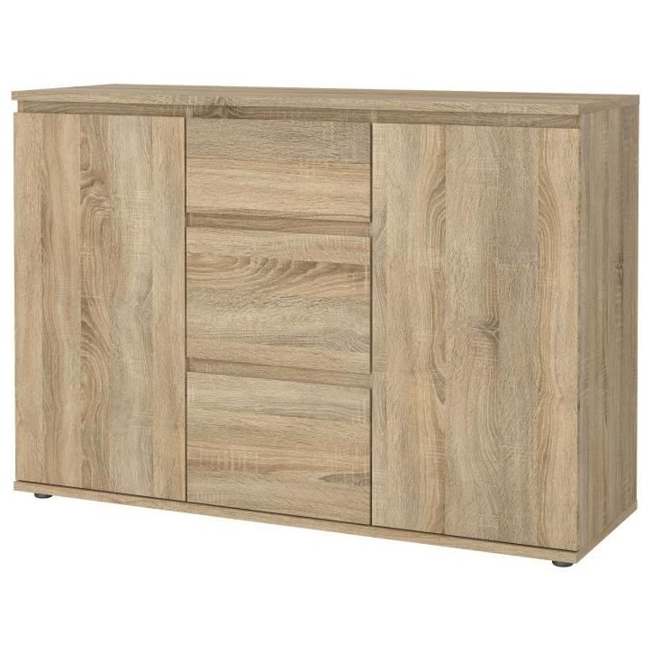 Buffet - Imitation chene - 2 portes - 3 tiroirs Buffet - Imitation chene - 2 portes - 3 tiroirs
