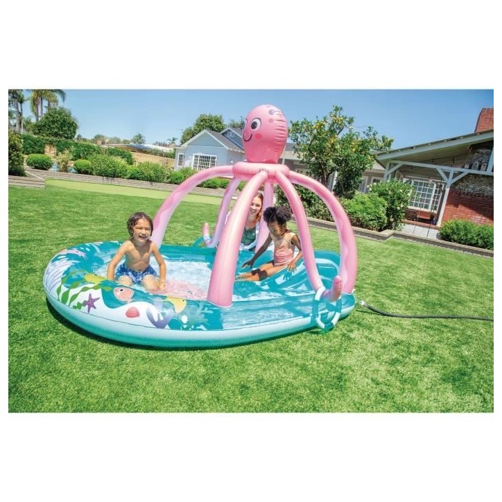 Aire de jeux gonflable - INTEX - Pieuvre - 229 Litres - 2 ans et + - 234 x 183 x 150 cm - Inclus : 2 anneaux gonflables