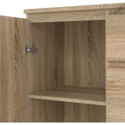 Buffet - Imitation chene - 2 portes - 3 tiroirs