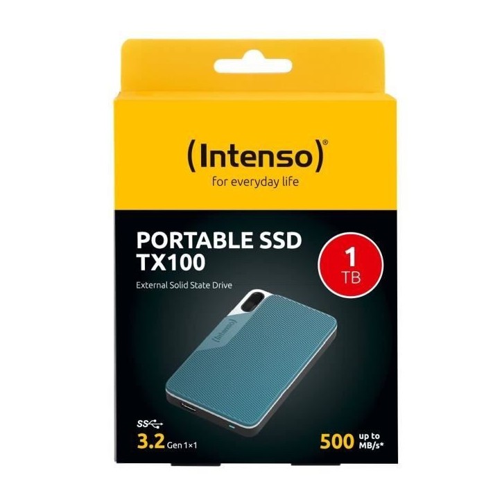 Disque dur externe - INTENSO - TX100 - 1 To - USB-C 3.2 Gen 1x1 - SSD Externe Disque dur externe - INTENSO - TX100 - 1 To - USB-C 3.2 Gen 1x1 - SSD Externe