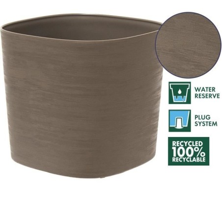 Pot avec réserve d'eau - GARDEN ID Respect - Taupe 40 x 40 cm - 100% déchets ménagers - 100% recyclable - Surface structurée