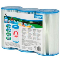 Lot de 3 cartouches de filtration A - Intex - Fibre Dacron - Faciles a