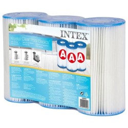 Lot de 3 cartouches de filtration A - Intex - Fibre Dacron - Faciles a