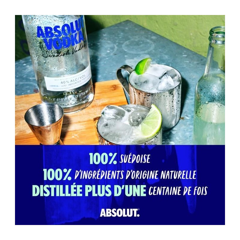Absolut - Original Vodka Suédoise - 40,0% Vol. - 100cl Absolut - Original Vodka Suédoise - 40,0% Vol. - 100cl