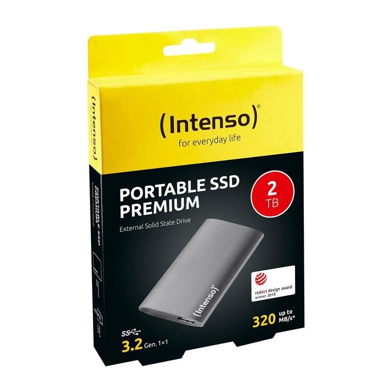 Disque dur SSD externe - INTENSO - PREMIUM - 2 To - Gris Disque dur SSD externe - INTENSO - PREMIUM - 2 To - Gris