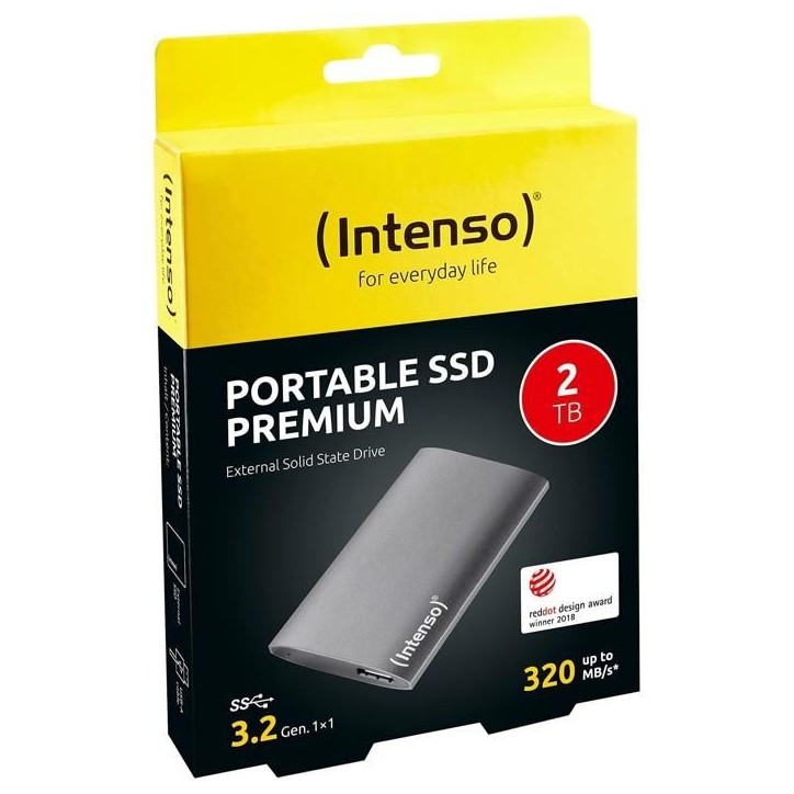 Disque dur SSD externe - INTENSO - PREMIUM - 2 To - Gris Disque dur SSD externe - INTENSO - PREMIUM - 2 To - Gris