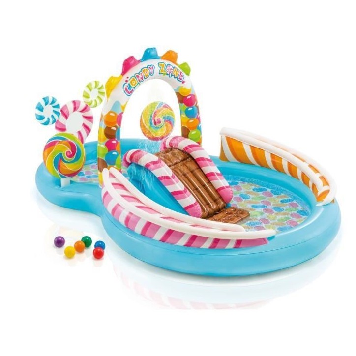 Aire de jeux Piscine enfant gonflable - INTEX - Royaume des bonbons - 295 x 191 x 130 cm