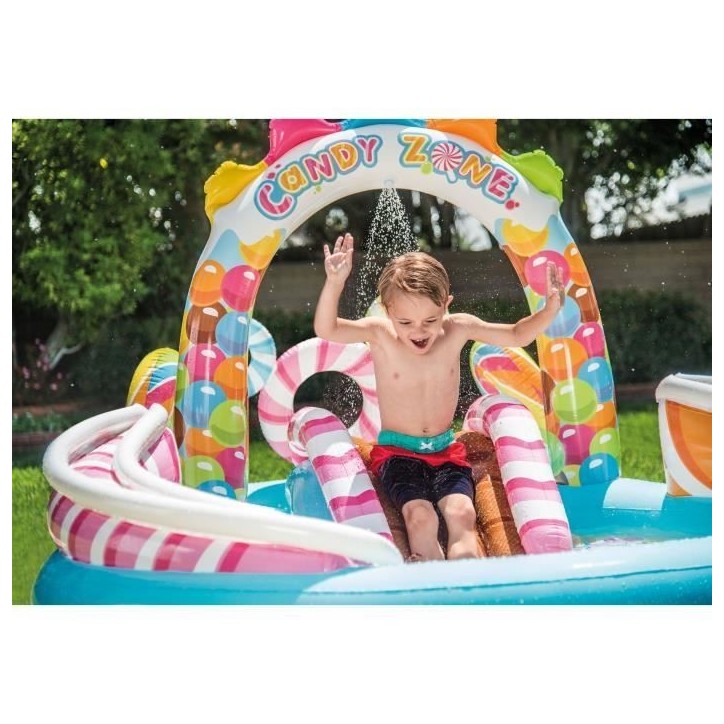 Aire de jeux Piscine enfant gonflable - INTEX - Royaume des bonbons - 295 x 191 x 130 cm