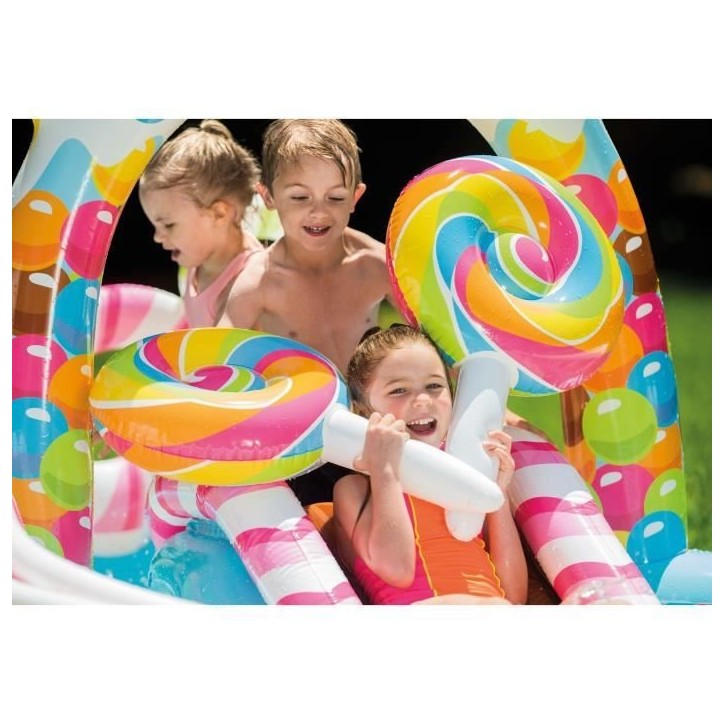 Aire de jeux Piscine enfant gonflable - INTEX - Royaume des bonbons - 295 x 191 x 130 cm