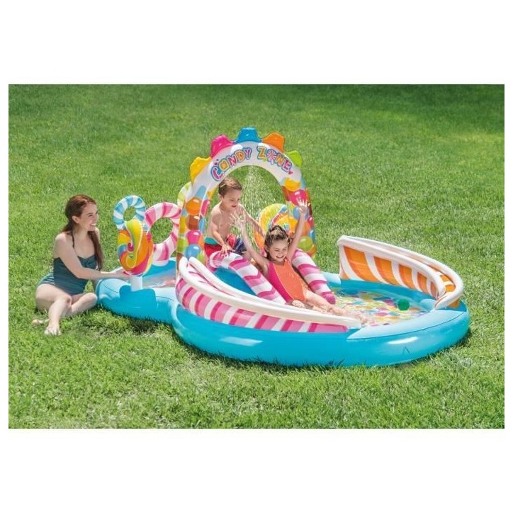 Aire de jeux Piscine enfant gonflable - INTEX - Royaume des bonbons - 295 x 191 x 130 cm