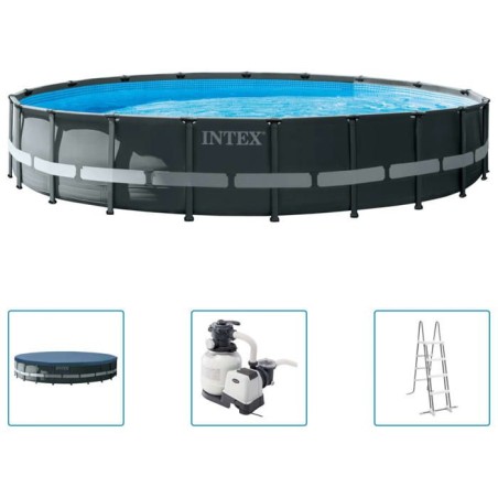 Kit Piscine hors sol tubulaire INTEX - Ultra XTR - 610 x 122 cm - Ronde (Filtre a sable, bâche, tapis de sol, échelle) - 26334