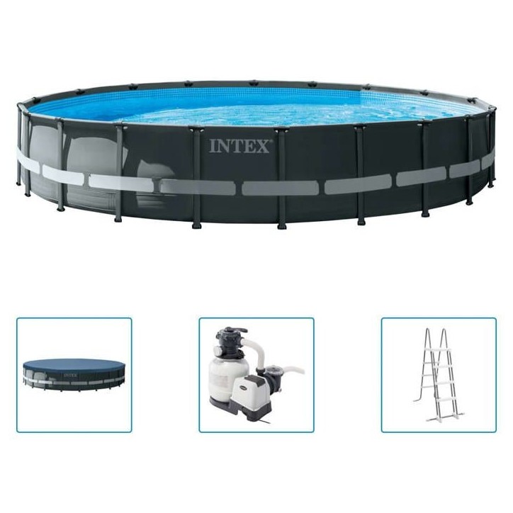 Kit Piscine hors sol tubulaire INTEX - Ultra XTR - 610 x 122 cm - Ronde (Filtre a sable, bâche, tapis de sol, échelle) - 26334 Kit Piscine hors sol tubulaire INTEX - Ultra XTR - 610 x 122 cm - Ronde (Filtre a sable, bâche, tapis de sol, échelle) - 26334