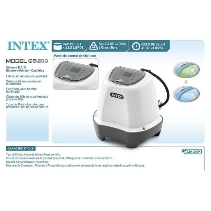 Intex - 26662 - Stérilisateur au sel QS200 pour piscine jusqu'a 8 m3 Intex - 26662 - Stérilisateur au sel QS200 pour piscine jusqu'a 8 m3