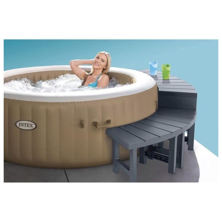 Entourage de spa 4 places rond - INTEX - 28515 - 2 pieces medium + 2 pieces hautes - Léger et résistant UV Entourage de spa 4 places rond - INTEX - 28515 - 2 pieces medium + 2 pieces hautes - Léger et résistant UV