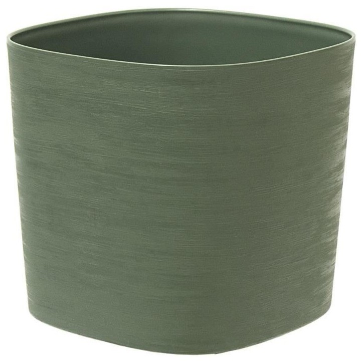 Pot avec réserve d'eau - GARDEN ID Respect - Vert de gris 40 x 40 cm - 100% déchets ménagers - 100% recyclable - Surface stru