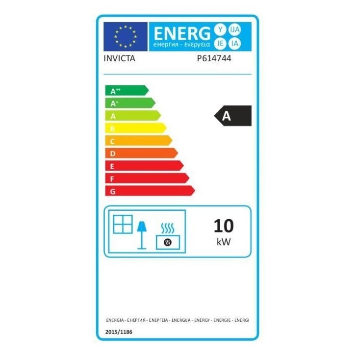 Poele a bois INVICTA Cassine - Puissance optimale :10 kW - Max : 15 kW - Rendement 76%, bûches 34 cm - Fabriqué en France Poele a bois INVICTA Cassine - Puissance optimale :10 kW - Max : 15 kW - Rendement 76%, bûches 34 cm - Fabriqué en France