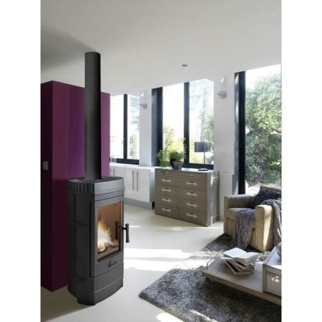 Poele a bois INVICTA Gomont - Puissance optimale: 12 kW - Max: 18 kW - Bûches 45 cm max - Fonte - Fabriqué en France - Ecodesi