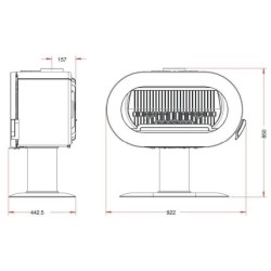 Poele a bois - INVICTA - Fifty plus pied - 10 KW - En fonte - Bûches