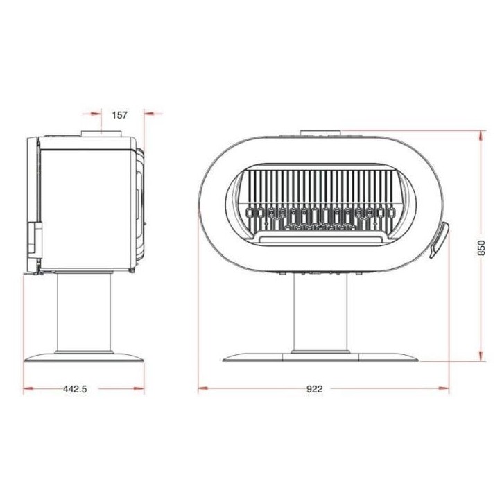 Poele a bois - INVICTA - Fifty plus pied - 10 KW - En fonte - Bûches 60 cm