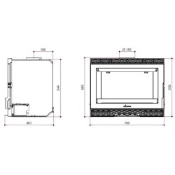 Insert a bûches - INVICTA - Sirocco convection naturemme - 8 KW - En fonte - Bûches 58 cm max