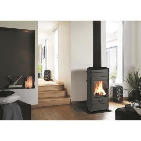 Poele a bois INVICTA Remilly - Puissance optimale: 7 kW - Max: 10,5 kW - Bûches 33 cm max - Fonte - Fabriqué en France - Ecode
