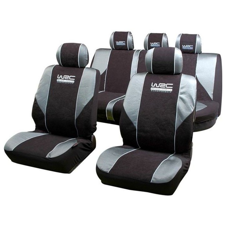 Lot de 5 housses avant arriere 2/3 1/3 et appuie tete - WRC - universelles - Fixation simple -Compatible Airbag Lot de 5 housses avant arriere 2/3 1/3 et appuie tete - WRC - universelles - Fixation simple -Compatible Airbag