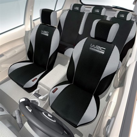 Lot de 5 housses avant arriere 2/3 1/3 et appuie tete - WRC - universelles - Fixation simple -Compatible Airbag