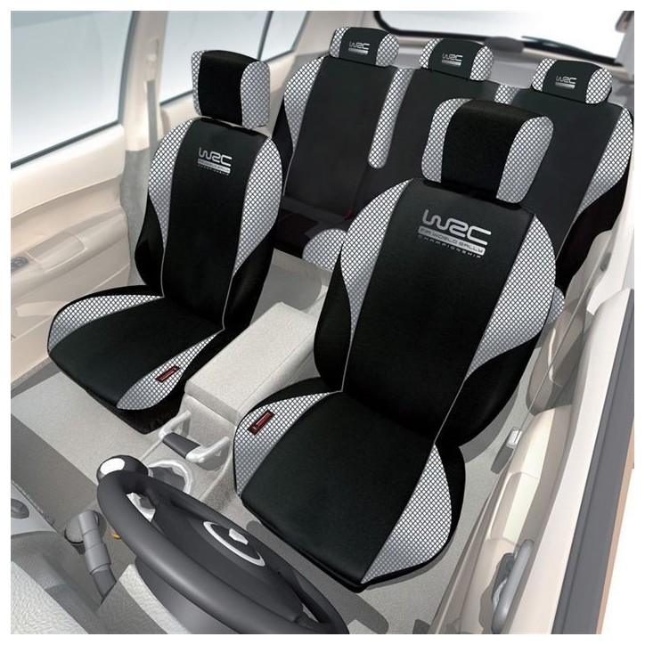 Lot de 5 housses avant arriere 2/3 1/3 et appuie tete - WRC - universelles - Fixation simple -Compatible Airbag Lot de 5 housses avant arriere 2/3 1/3 et appuie tete - WRC - universelles - Fixation simple -Compatible Airbag
