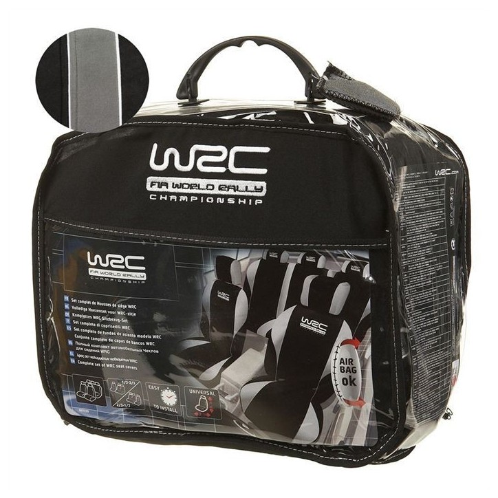 Lot de 5 housses avant arriere 2/3 1/3 et appuie tete - WRC - universelles - Fixation simple -Compatible Airbag Lot de 5 housses avant arriere 2/3 1/3 et appuie tete - WRC - universelles - Fixation simple -Compatible Airbag