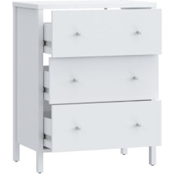 Meuble sous lavabo - Blanc - 3 tiroirs - L64 x P40 x H83 cm - IPSARION