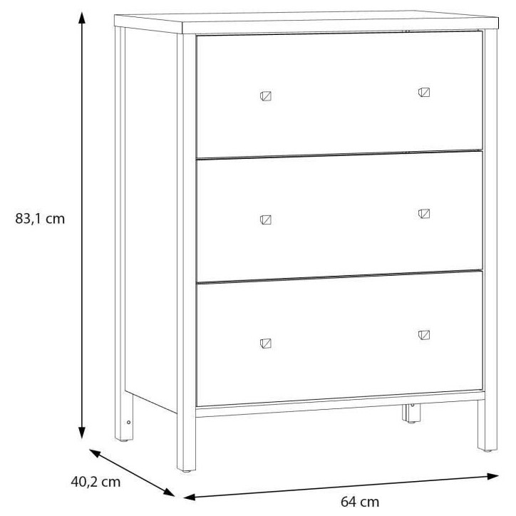 Meuble sous lavabo - Blanc - 3 tiroirs - L64 x P40 x H83 cm - IPSARION Meuble sous lavabo - Blanc - 3 tiroirs - L64 x P40 x H83 cm - IPSARION
