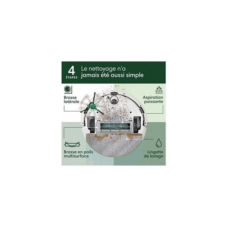 Aspirateur Robot Laveur - IROBOT Roomba 105 Combo - 2h - 7000 Pa - 400 ml - Blanc Aspirateur Robot Laveur - IROBOT Roomba 105 Combo - 2h - 7000 Pa - 400 ml - Blanc