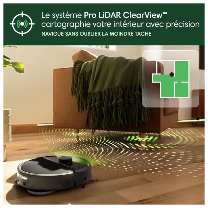 iRobot Roomba Plus 505 Noir - Base Multifonction - Lavage et séchage a l'air Chaud des lingettes - PrecisionVision IA