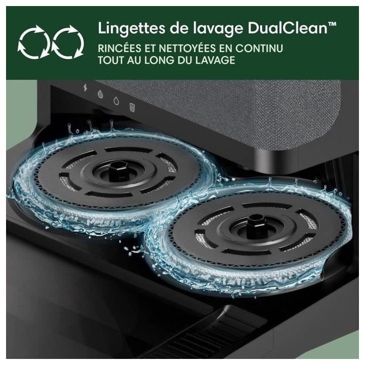 iRobot Roomba Plus 505 Noir - Base Multifonction - Lavage et séchage a l'air Chaud des lingettes - PrecisionVision IA